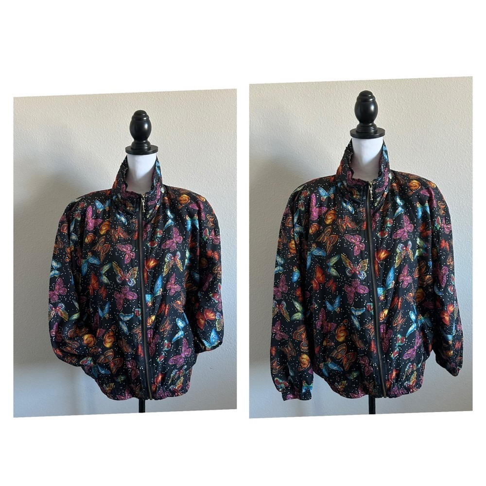 EVR 100% silk  vintage women’s butterfly windbreaker jacket
